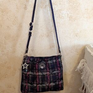 Coach Plaid Crossbody Navy 12 X 10 Good/Fair Pre Loved